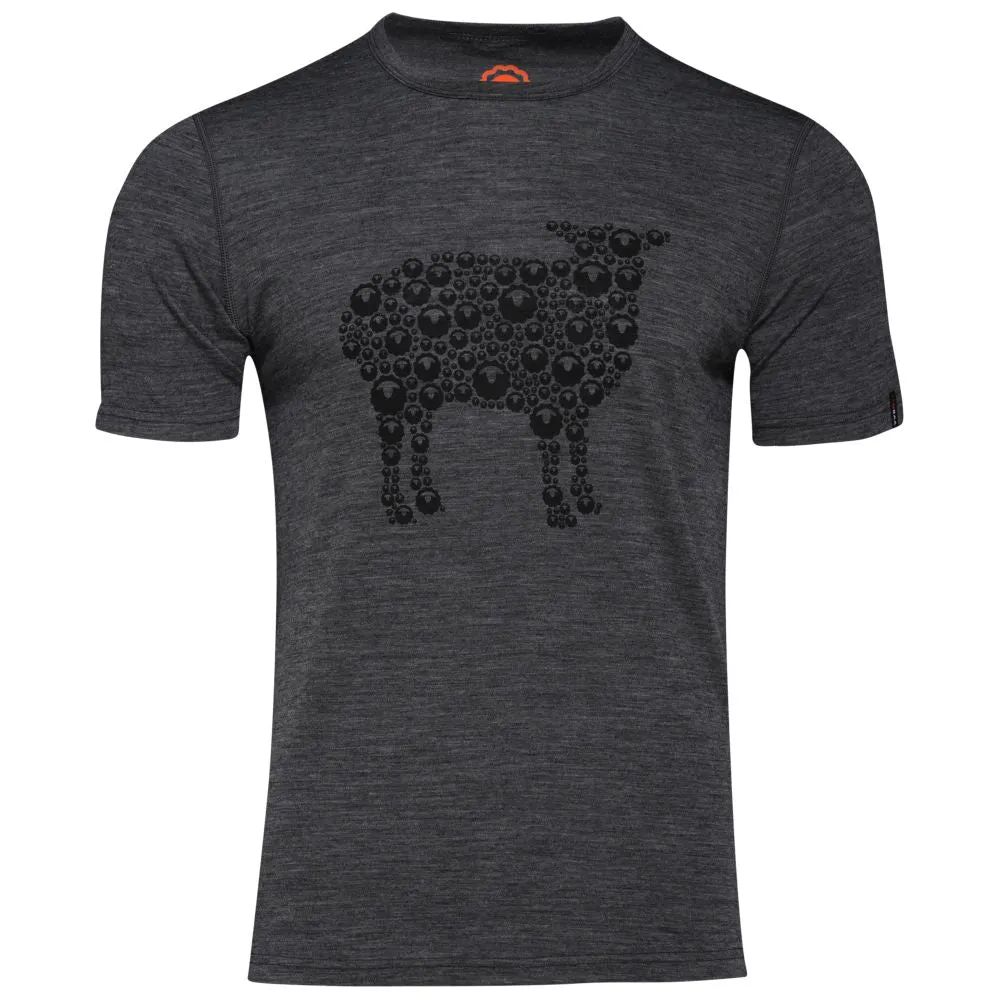 Mens Merino 150 Sheep Tee (Smoke/Black)