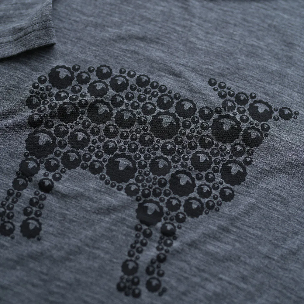 Mens Merino 150 Sheep Tee (Smoke/Black)