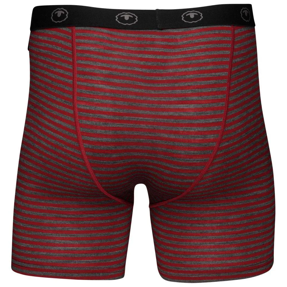 Mens Merino 180 Boxers (Mini Stripe Red/Smoke)