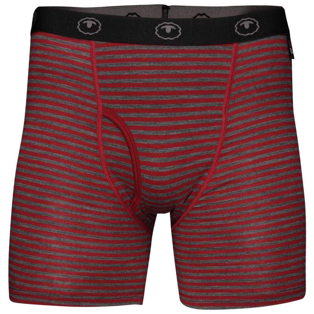 Mens Merino 180 Boxers (Mini Stripe Red/Smoke)