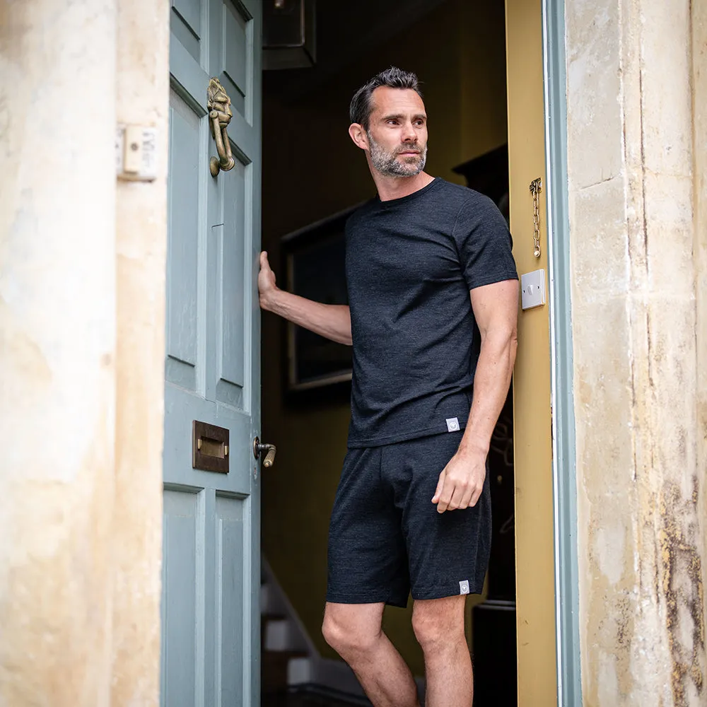 Mens Merino Blend 200 PJ Shorts (Black Melange)