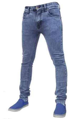 Mens Mid Blue Skinny Jeans - TF021