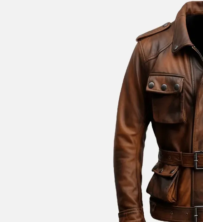 Men's Military Style Vintage Leather Jacket