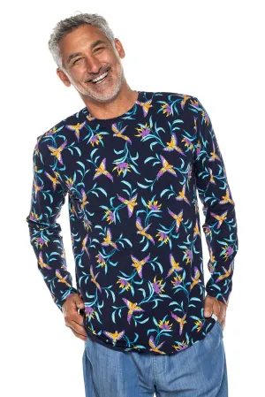 Men's Morada Everyday Long Sleeve T-Shirt  |  Navy Birds of Paradise