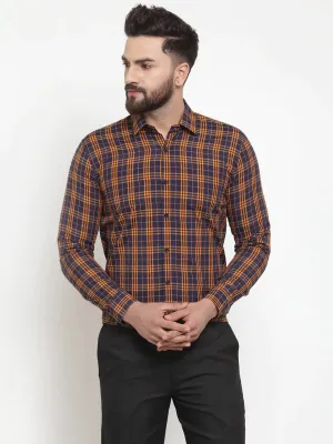 Men's Multi Cotton Checked Formal Shirts - Taantav