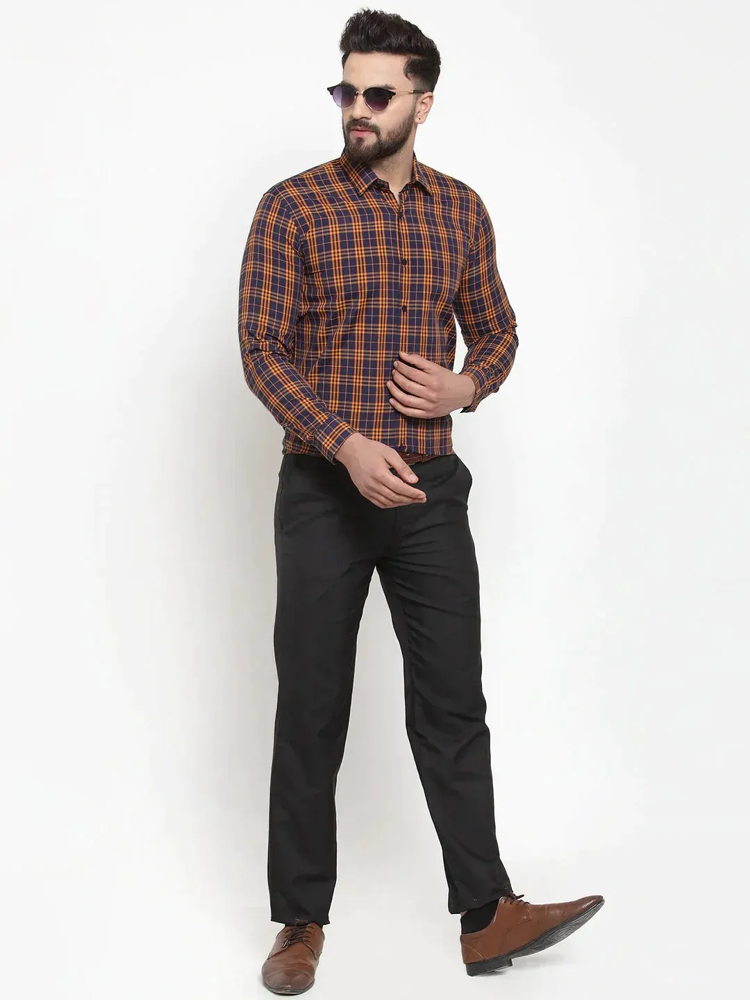 Men's Multi Cotton Checked Formal Shirts - Taantav