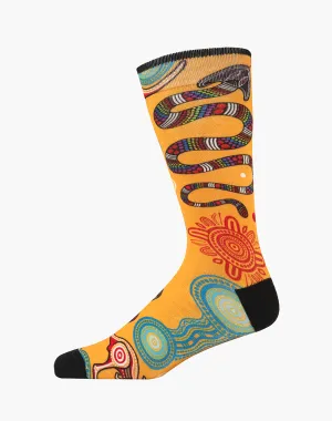 MENS NATIVE AUSTRALIAN RAINBOW SERPENT BAMBOO SOCK