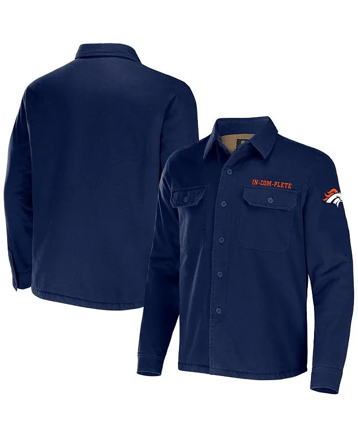 Men's NFL x Darius Rucker Collection by Denver Broncos Fanatics Navy Blue Canvas Button Down Jacket ,  blue