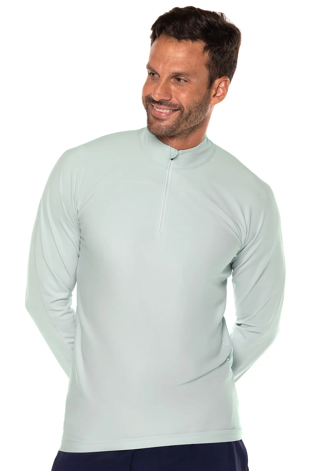 Men's Nocona Zip Rash Guard  |  Misty Aqua