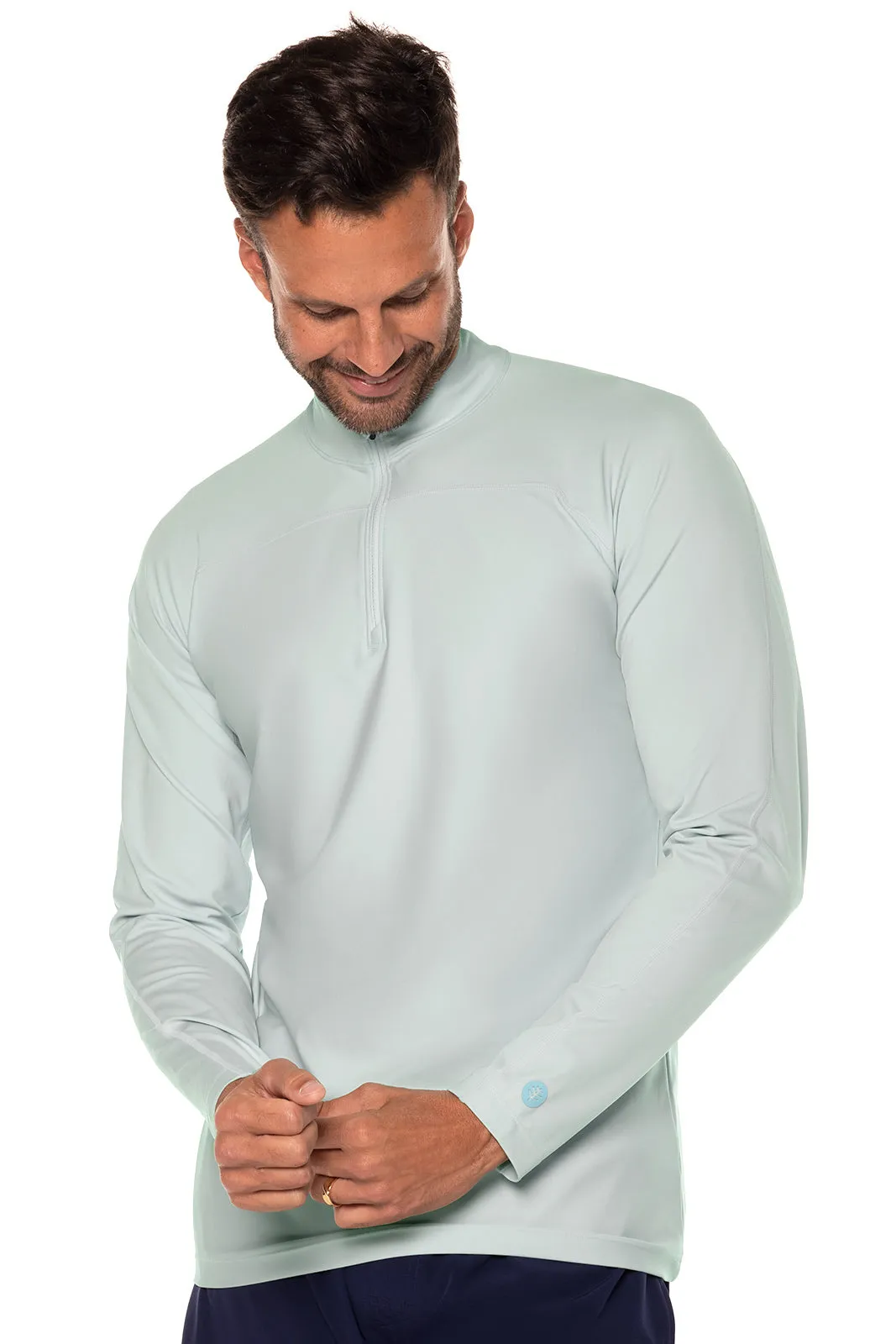 Men's Nocona Zip Rash Guard  |  Misty Aqua