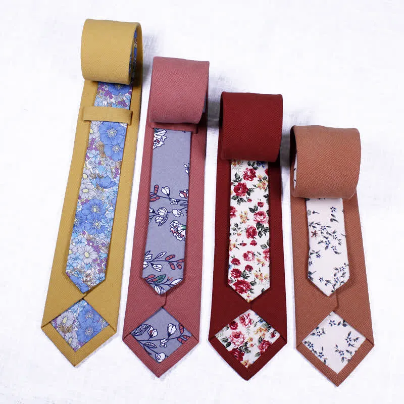 Men's Novel Plaid Floral Patchwork Necktie