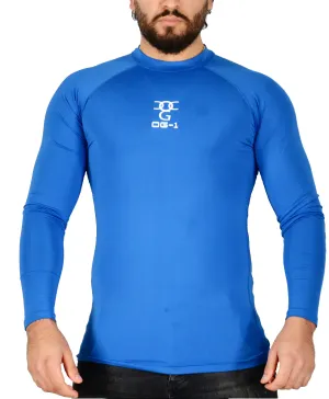 Mens O.G 1 Sports Base layer Blue Long Sleeve Compression Shirt