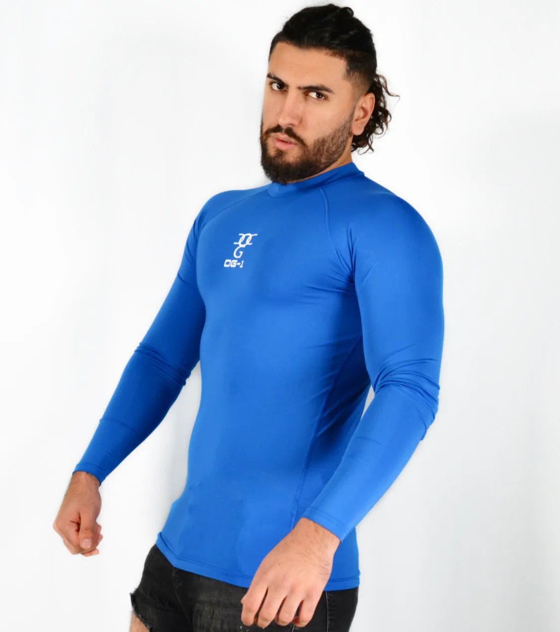 Mens O.G 1 Sports Base layer Blue Long Sleeve Compression Shirt