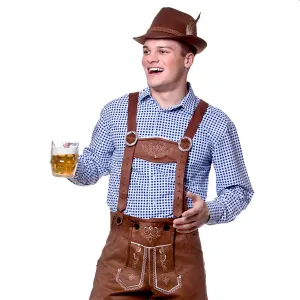 Mens Oktoberfest Shirt Checked Beer Festival Top Fancy Dress