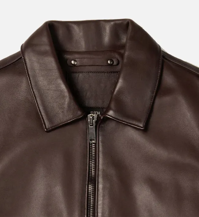 Men's Old English Shirt Collar Style Leather Jacket