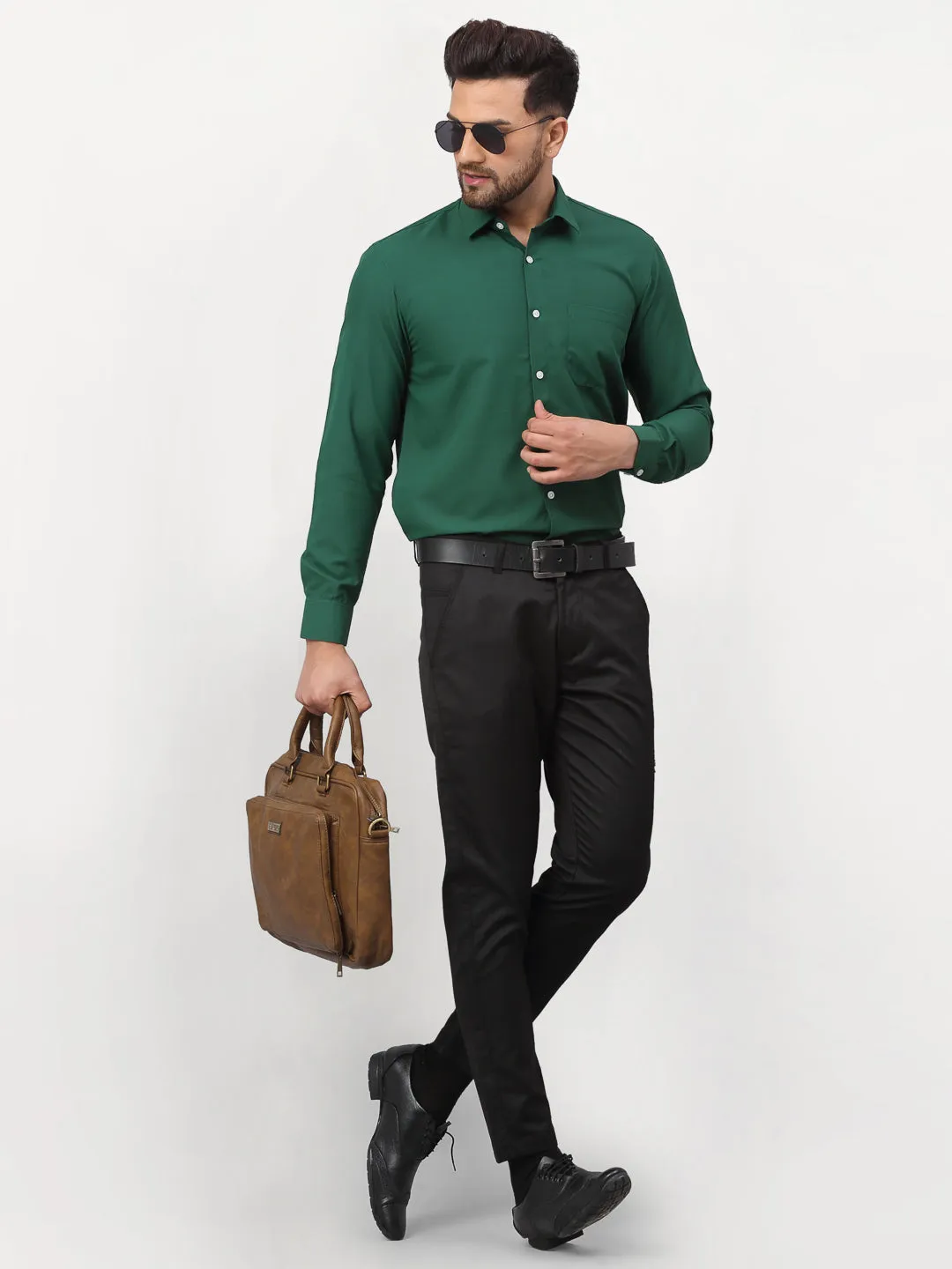 Men's Olive Solid Formal Shirts ( SF 777Olive ) - Jainish