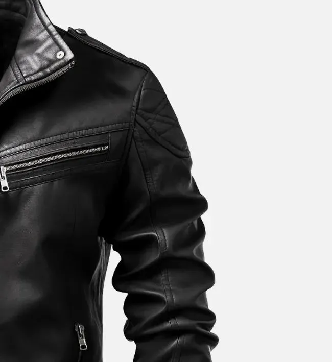 Men's Oliver Black Moto Biker Leather Jacket