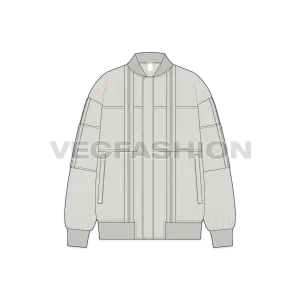 Mens Oversized Jacket Flat Sketch