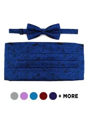 Men's Paisley Matching Adjustable Cummerbund and Bow tie Set