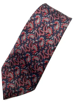 Men's Paisley Silk Tie Burgundy Navy Blue Necktie