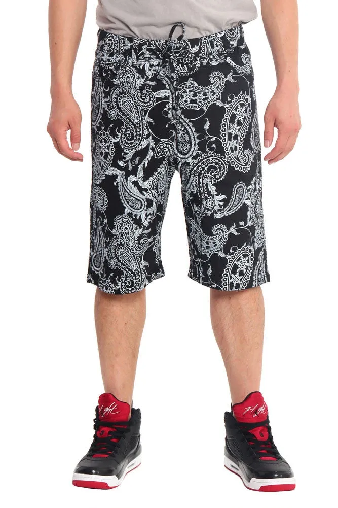 Men's Paisley Twill Dropcrotch Shorts