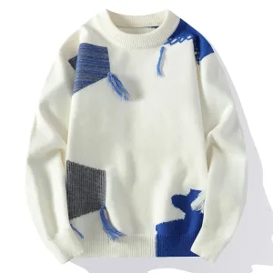 Men's Patchwork Knitted Sweater Trendy & Warm