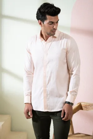 Men's Peach Color Stamo Full Sleeves Shirt - Hilo Design