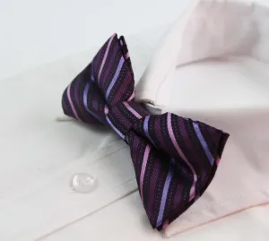 Mens Pink Striped Patterned Bow Tie