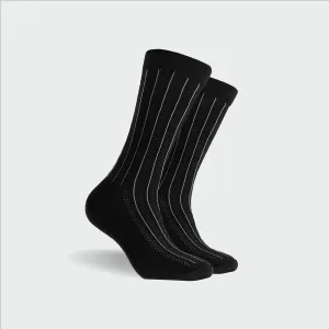 Men's Pinstripe Super Fine Cotton Crew Socks - Black