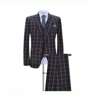 Men's Plaid 3 Piece Suit Slim Fit Dinner Suit Tuxedo