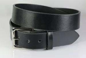 Men's Plain Black Leather Belt With Removable Buckle, 1.5" Wide