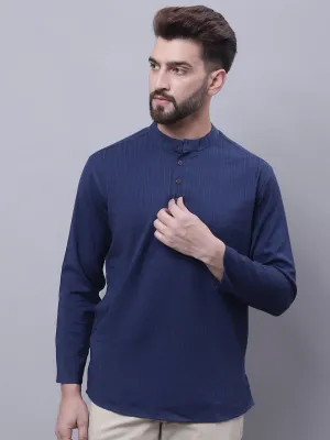 Men's Pure Cotton Short Kurta With Band Collar - Even Apparels