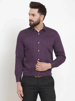 Men's Purple Cotton Polka Dots Formal Shirts - Taantav