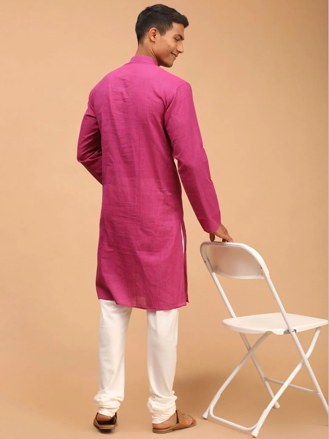 Men's Purple Pure Cotton Kurta Pyjama Set - Vastramay