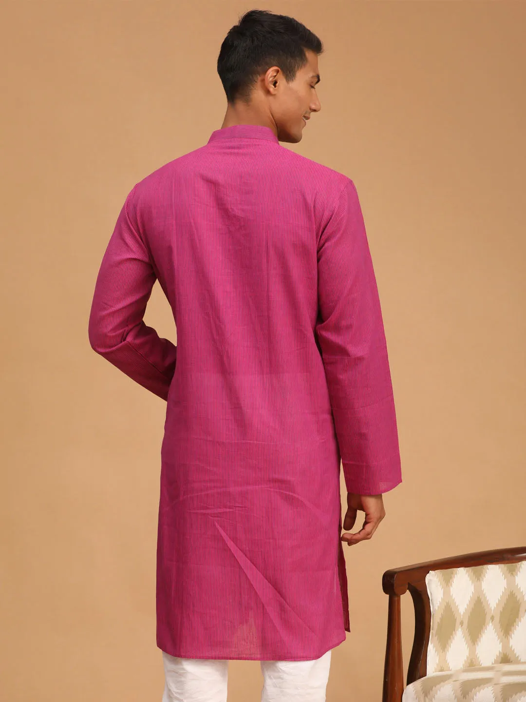 Men's Purple Pure Cotton Kurta - Vastramay