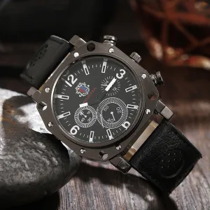 Men's Quartz Casual Wide Belt Watch