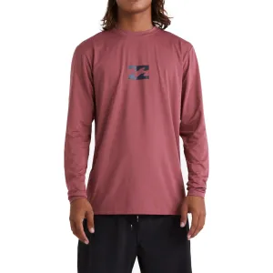 Men's Rash Guard - Billabong All Day Wave Loose Fit Long Sleeve Surf Tee - Rose Dust