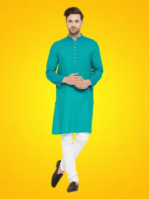 Men's Rayon Green Self Design Kurta - Even Apparels