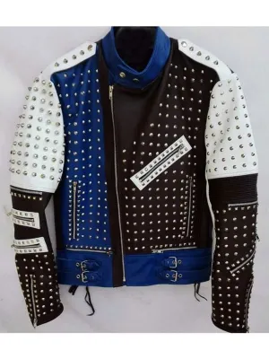 Men's Real Leather Stylish Studded Cafe Racer Biker Jacket