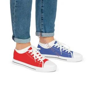 Men's Red & Blue Mismatched Low Top Sneakers