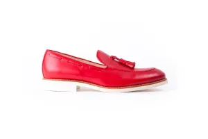 Men's Red & Tan Accented Tassel Loafer with  White Sole (EX-142)