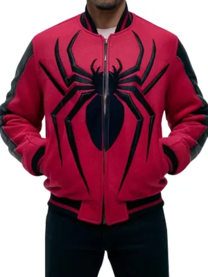 Men's Red and Black Spider-Inspired Varsity Jacket