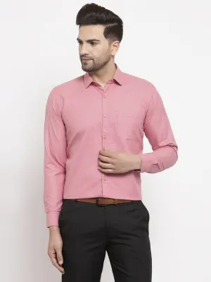 Men's Red Cotton Geometric Formal Shirts ( SF 434Red ) - Jainish