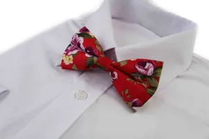 Mens Red Floral Patterned Bow Tie