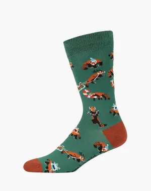 MENS RED PANDA XMAS BAMBOO SOCK