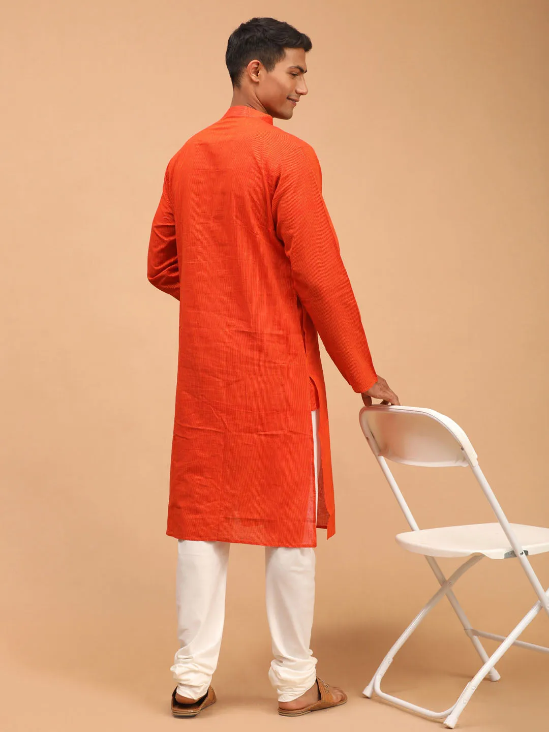 Men's Red Pure Cotton Kurta Pyjama Set - Vastramay