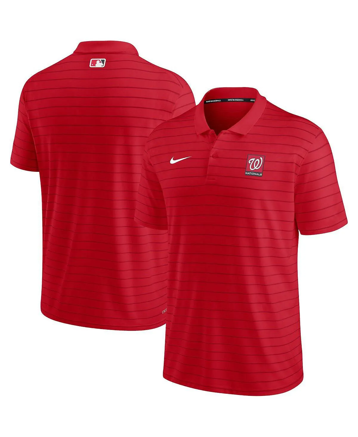 Men's Red Striped Pique Polo Shirt from the Washington Nationals Authentic Collection Nike ,  red