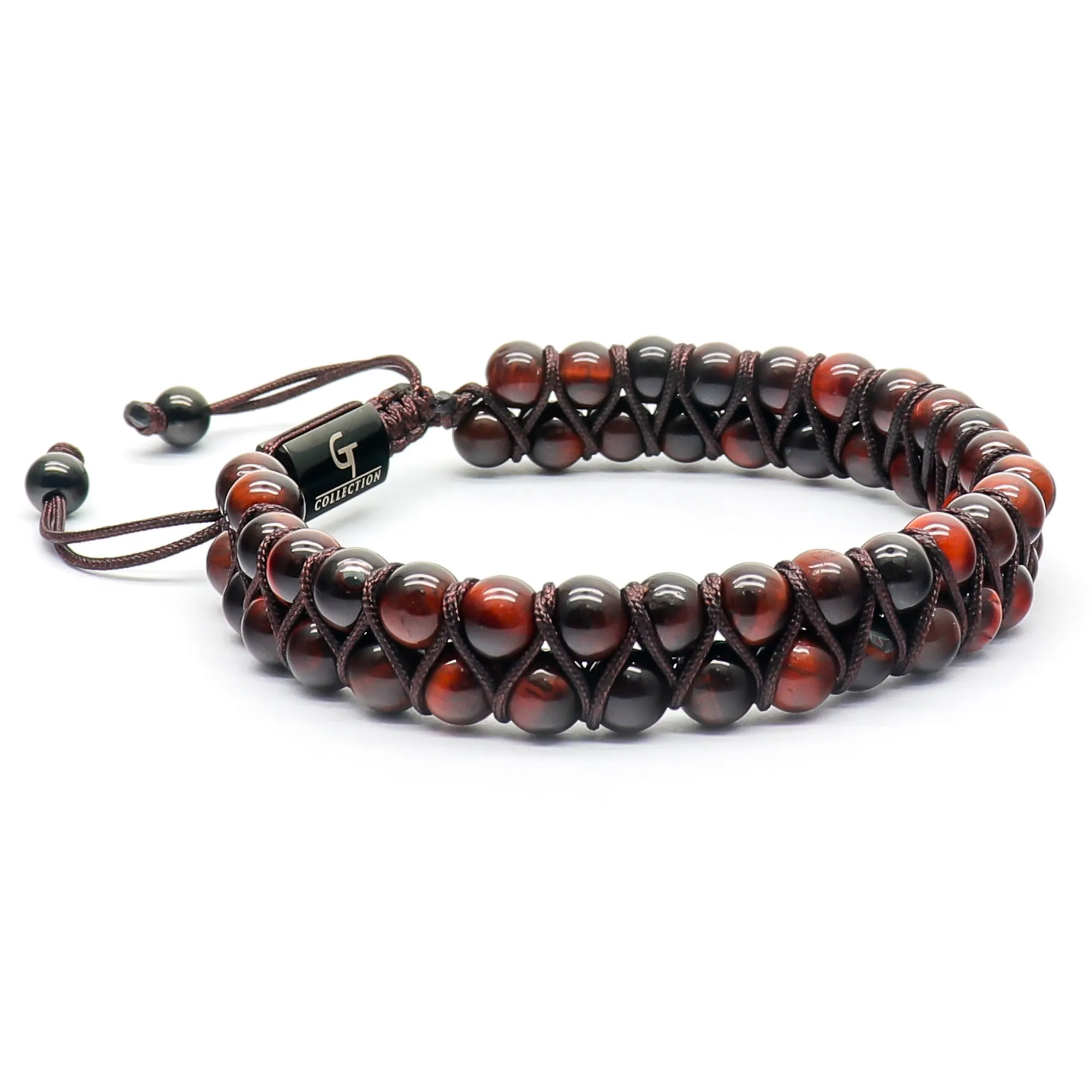 Men's RED TIGER EYE Double Bead Bracelet