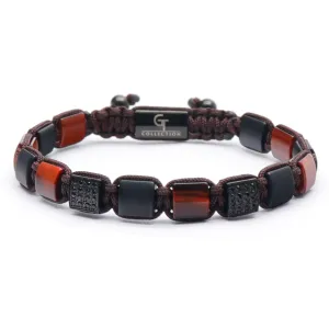 Men's RED TIGER EYE, MATTE ONYX Flat bead Bracelet