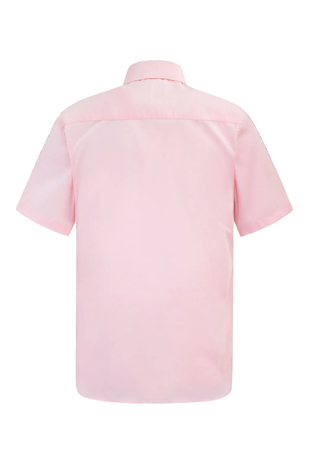 Men's Regular Fit Short Sleeve Solid Color Dress Shirts (Pink)